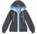 Gray & Blue Retro Contrast Zip-Up Hoodie