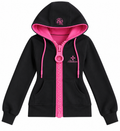 Black & Hot Pink Retro Contrast Zip-Up Hoodie